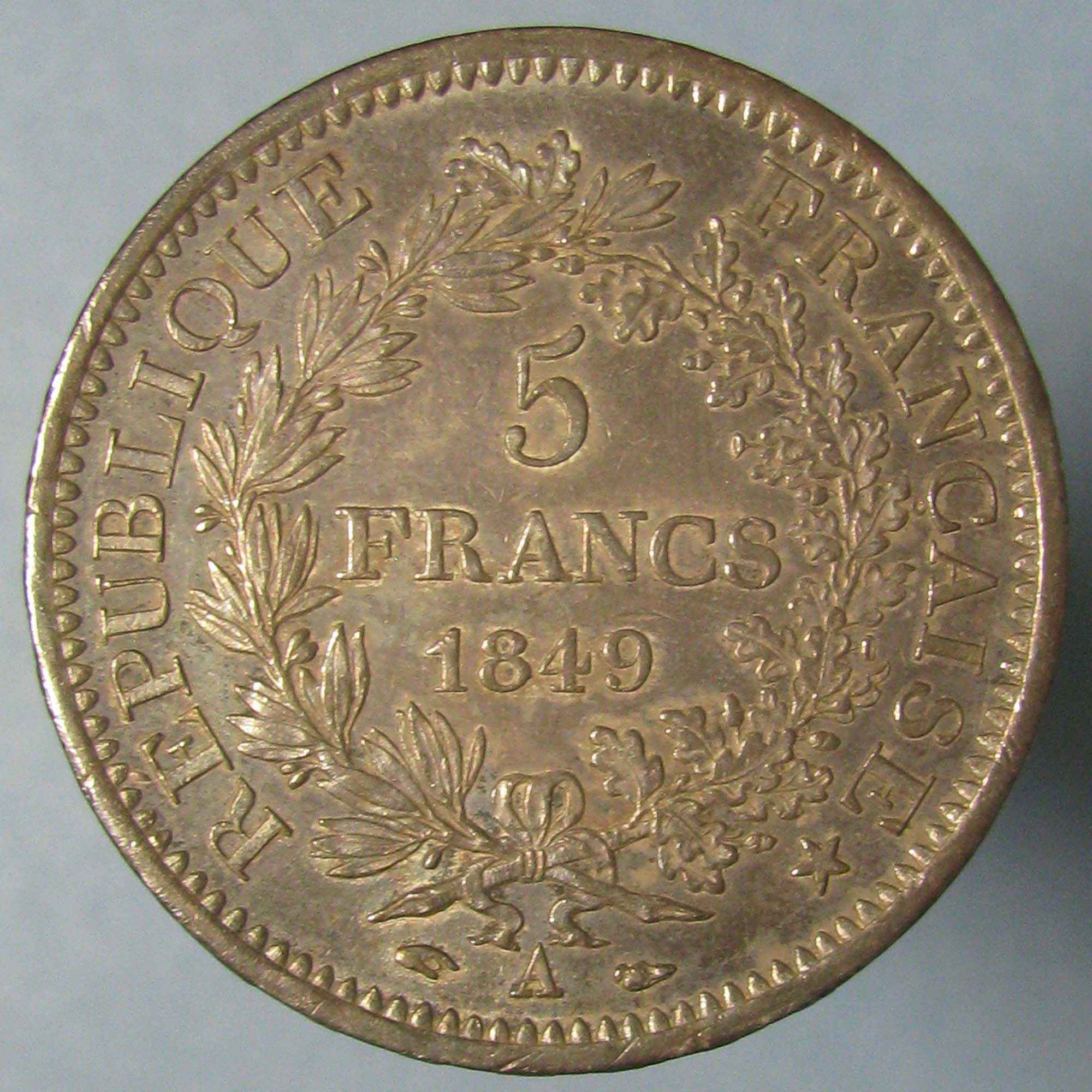 Nicely-Toned-1849-A-French-5-Francs